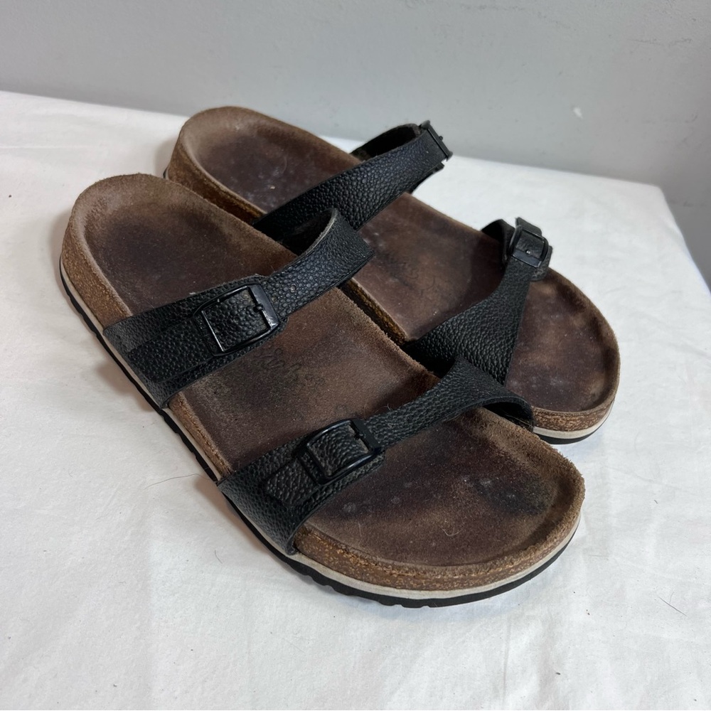 Birkenstock Birkis black pebbled birkoflor 2 strap Tahiti size 39
